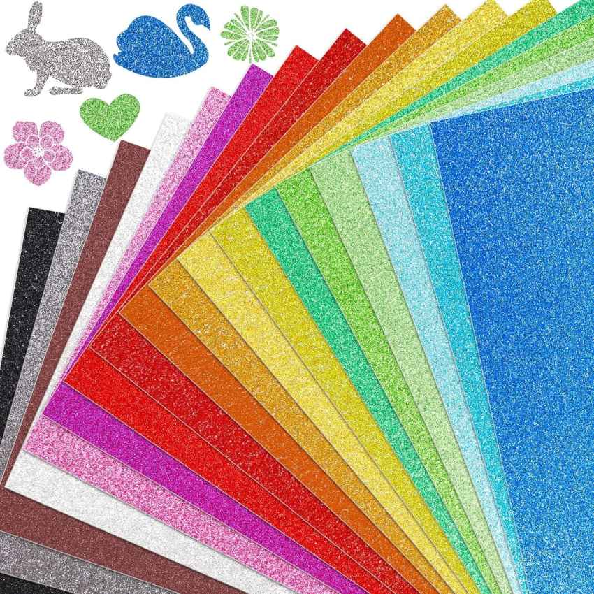 Assorted Color Glitter Sheet 50cm X 70cm Pack of 10