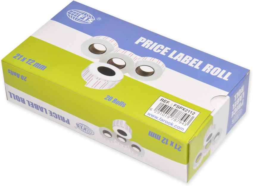 FIS White Price Label Roll, (21x12mm), 700 Labels, 1 Line, 20 Pcs/Box