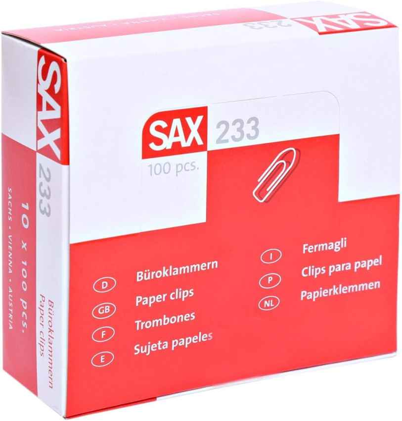 Sax Paper Clips - 10 Boxes x 100 Pieces - 30mm