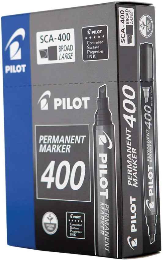 Pilot Permanent Marker Broad Chisel Tip Black Back of 12-SCA-400